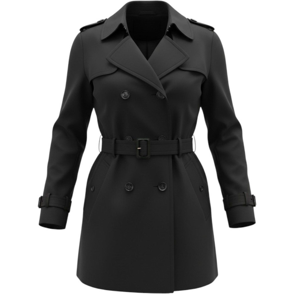 Worthington Womens Black Double Breasted Belted Trench Coat Size 2X RN93677